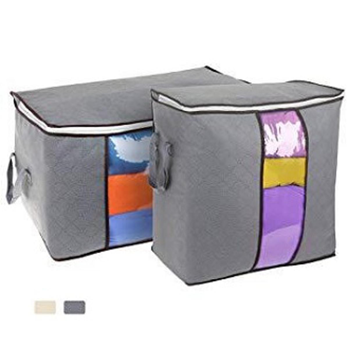 Pack of 10 Portable Bamboo Clothes Blanket Large Folding Bag Storage Box Organizer...