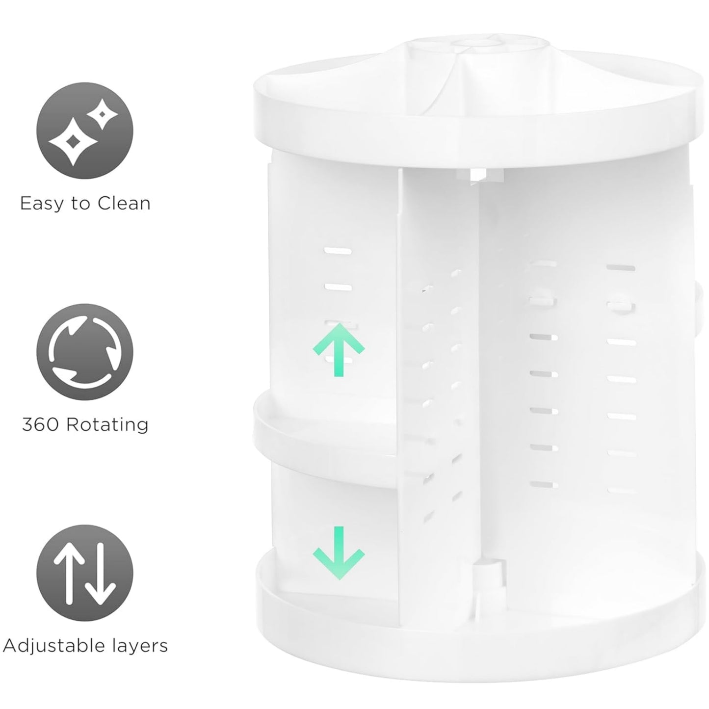 360° Rotating Acrylic Makeup Organizer – Multi-Tier Cosmetic Storage with Diamond-Cut Design