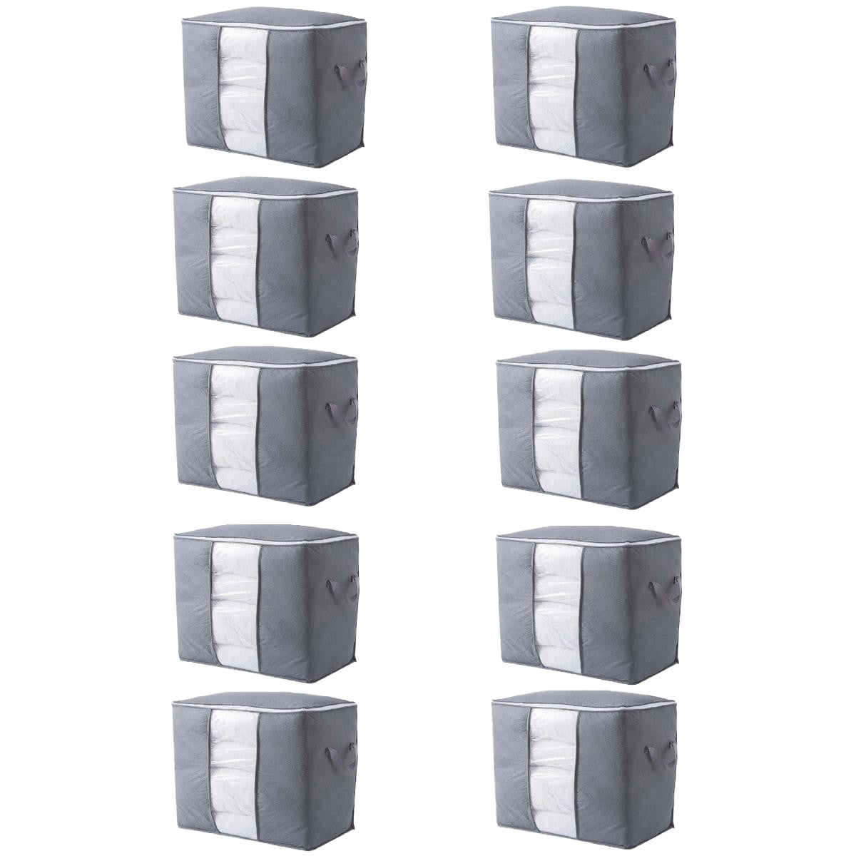 Pack of 10 Portable Bamboo Clothes Blanket Large Folding Bag Storage Box Organizer...