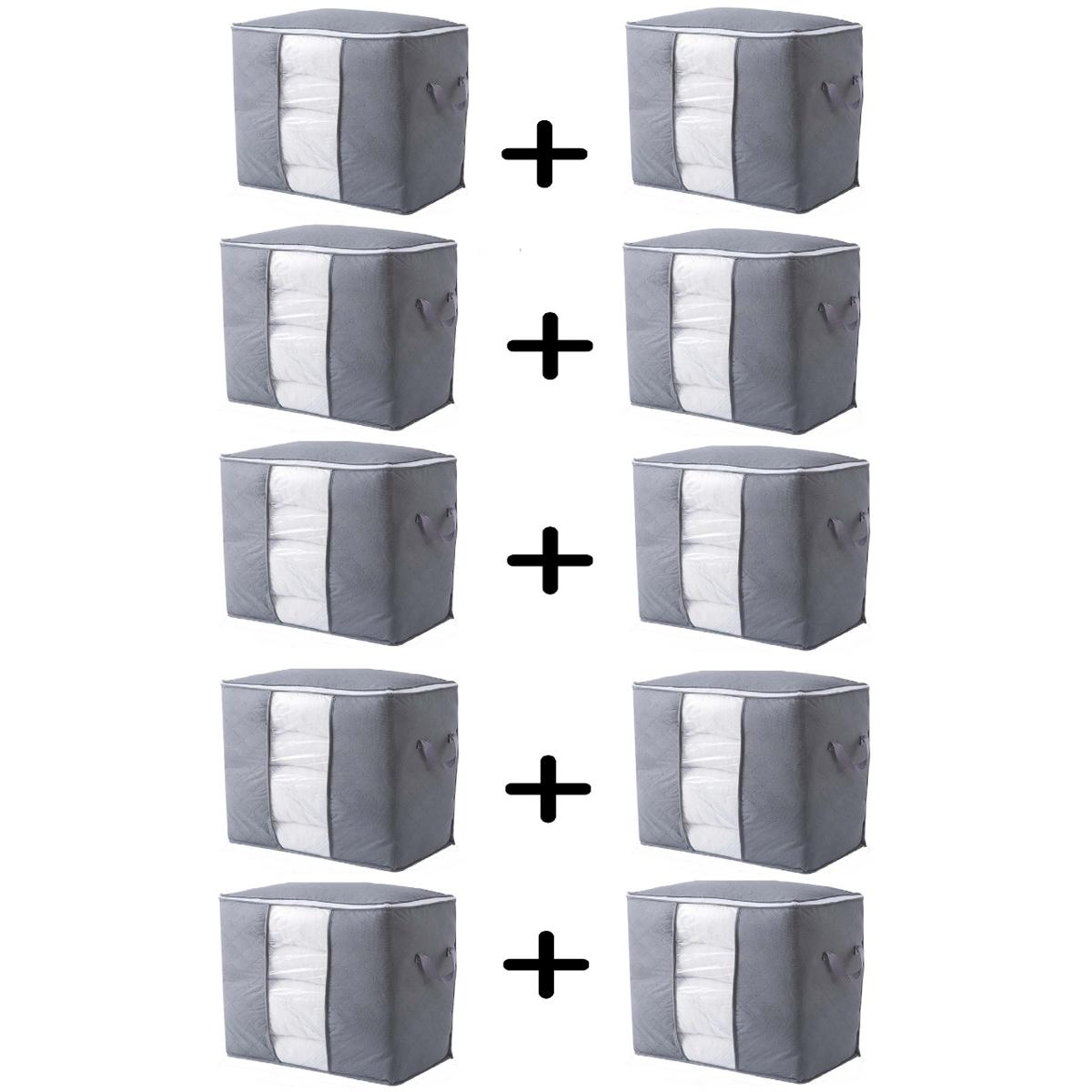 Pack of 10 Portable Bamboo Clothes Blanket Large Folding Bag Storage Box Organizer...