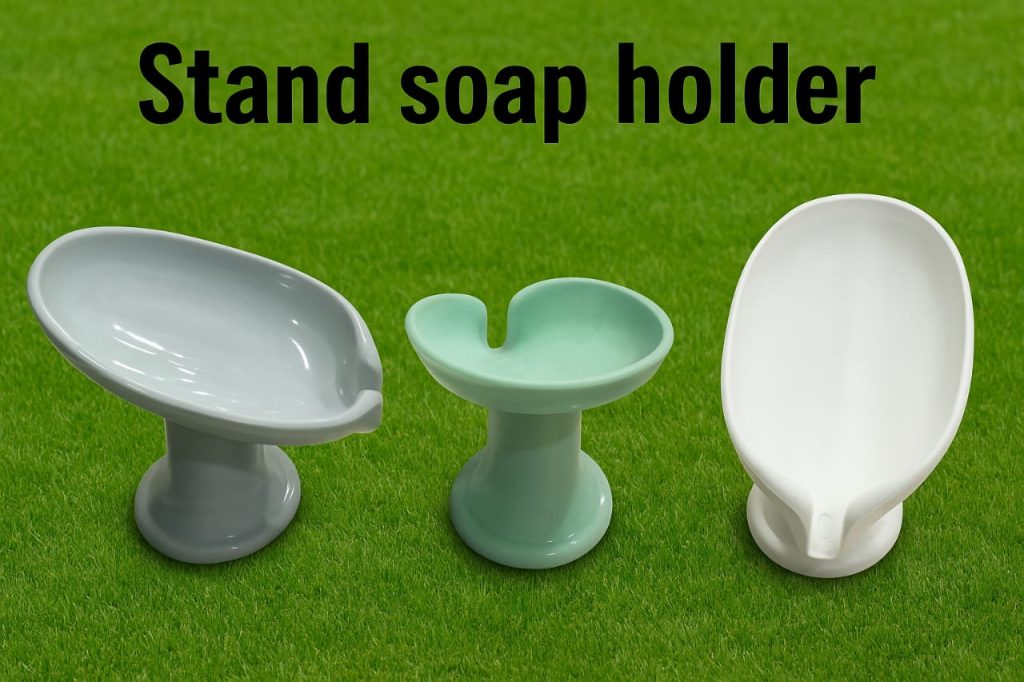 2 pcs Ceramic Soap Holders with Drain – Elevated Design Bathroom Sink Dish for Bar Soaps | Multicolour