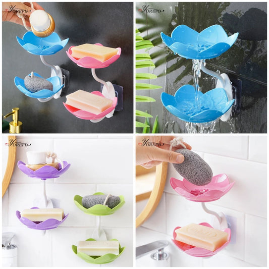 Lotus Flower Wall-Mounted Soap Holder – Self-Draining Bathroom & Kitchen Organizer