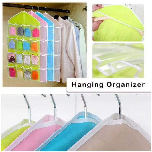 16 Pocket Closet Over Door Wall Hanging Storage Organizer Bag (Random Color)