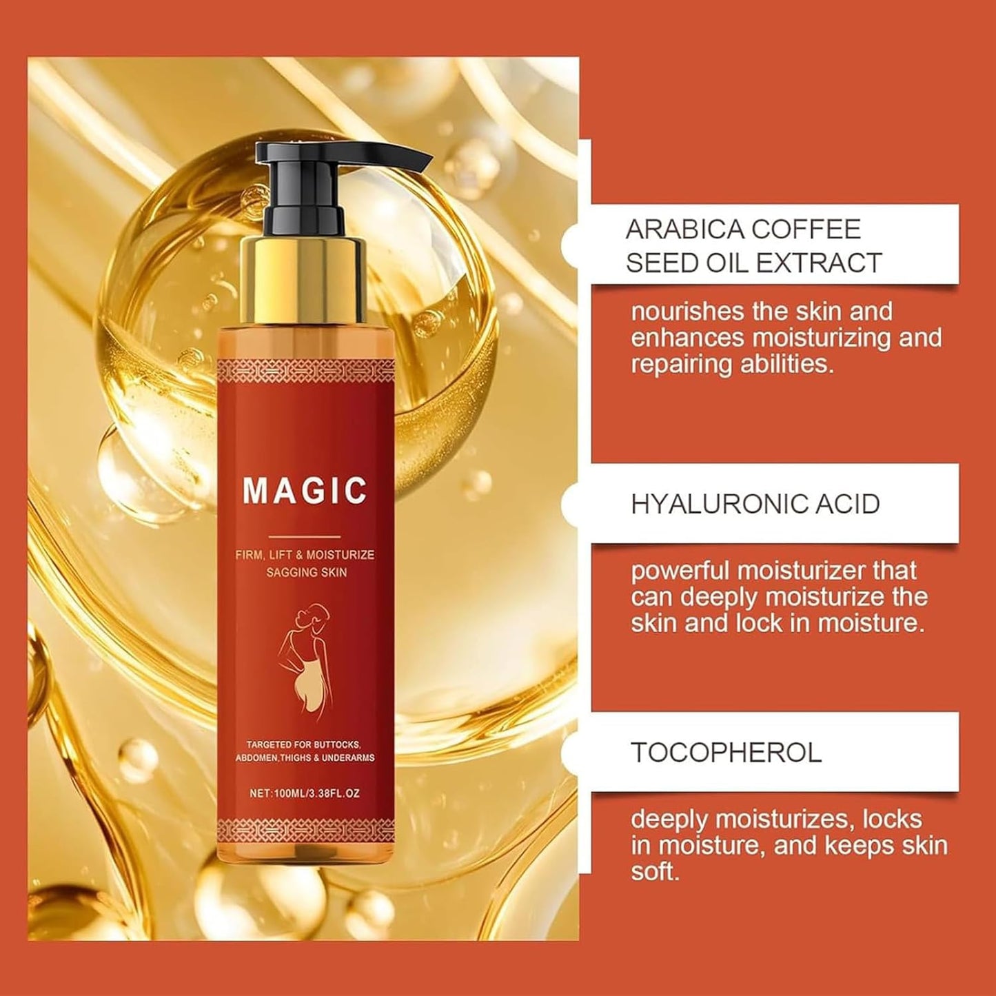 Magic Luxury Firming & Moisturizing Body Oil – 100ml Plant-Based Formula