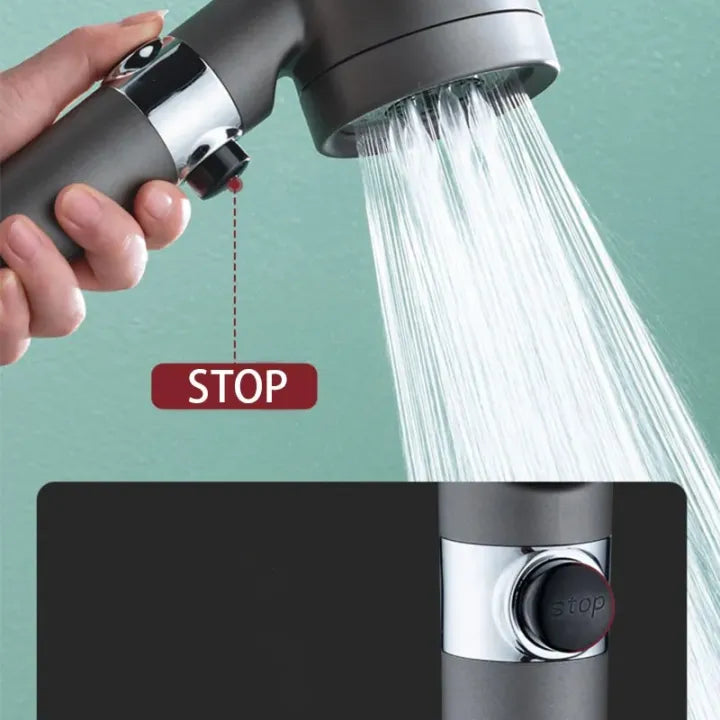 High Pressure 3-Mode Shower Head – Hair Dryer Design with Filter & Massage