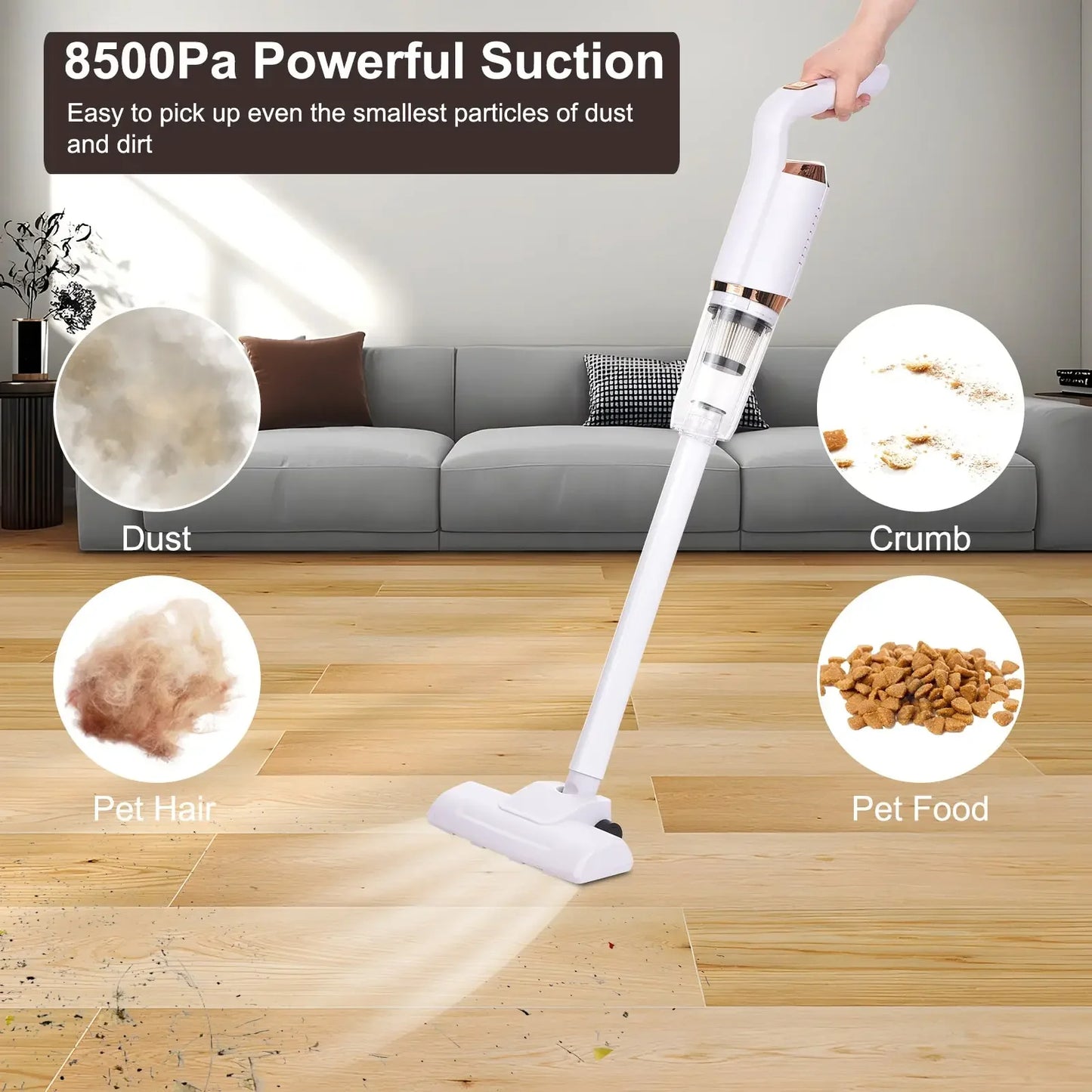 3-in-1 Wireless Vacuum Cleaner – 120W 7500PA Cordless Handheld with LED & HEPA Filter