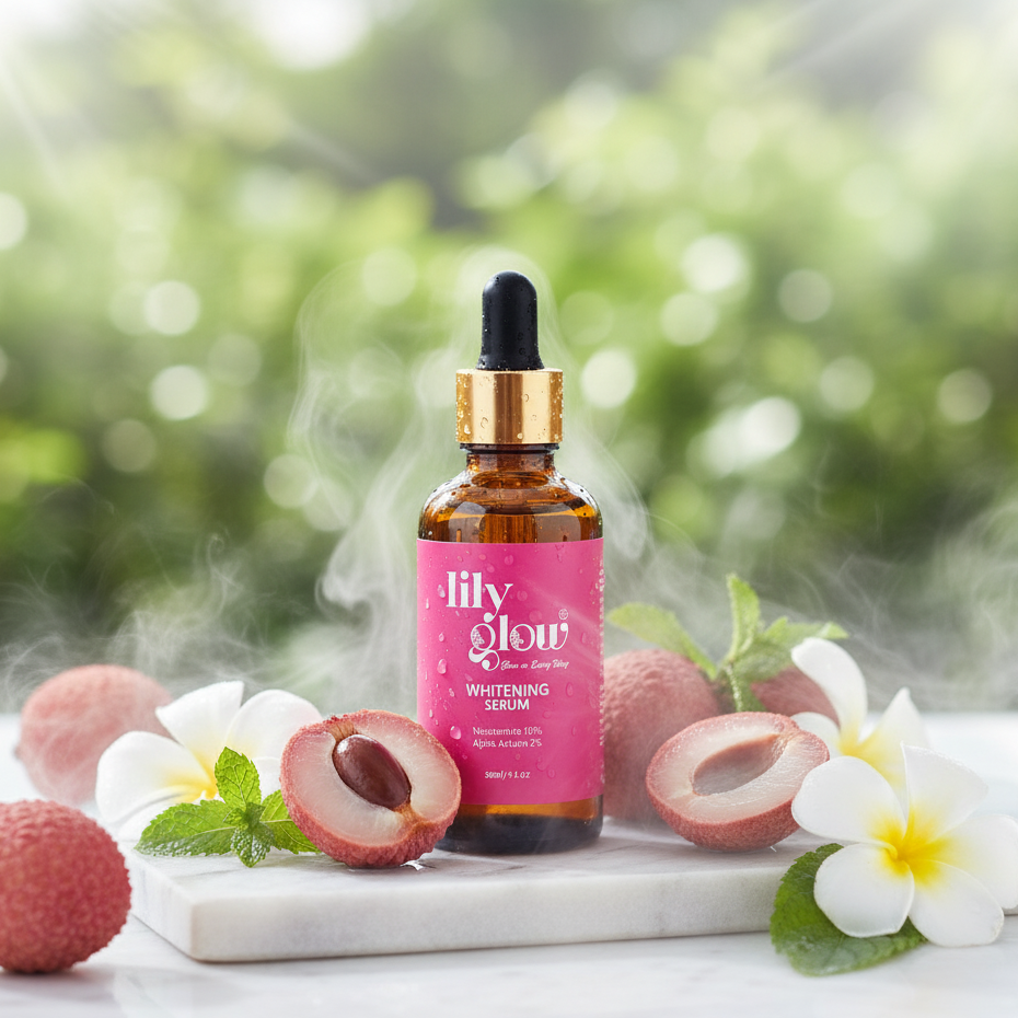 Lily Glow Whitening Serum for Face, Hands & Feet – Glutathione, Brightening Formula | For Men, Women, Oily & Dry Skin 30ml