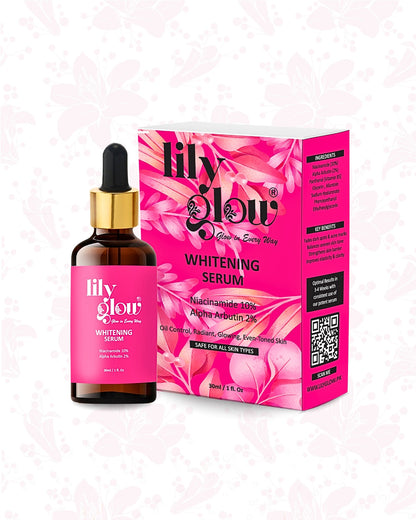Lily Glow Whitening Serum for Face, Hands & Feet – Glutathione, Brightening Formula | For Men, Women, Oily & Dry Skin 30ml