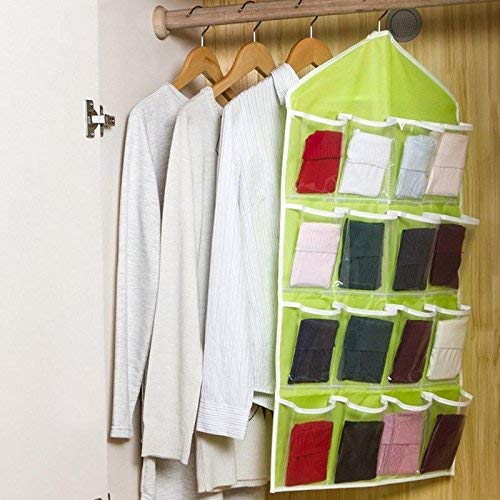 16 Pocket Closet Over Door Wall Hanging Storage Organizer Bag (Random Color)