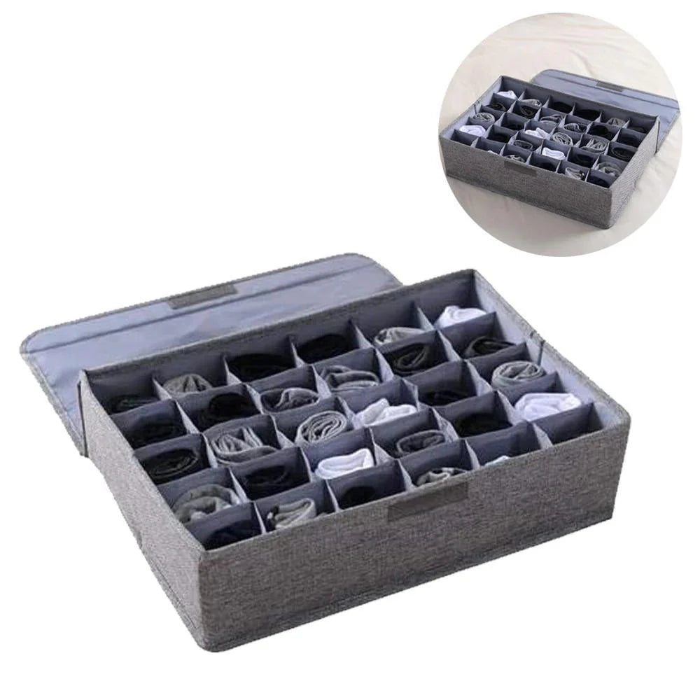 Socks Organizer Divider, 24 Cells Box Foldable Storage Boxes