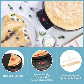 CucinaPro Electric Crepe Maker – 13" Non-Stick | 5 Heat Levels | Pancakes & Flatbreads | Dubai UAE
