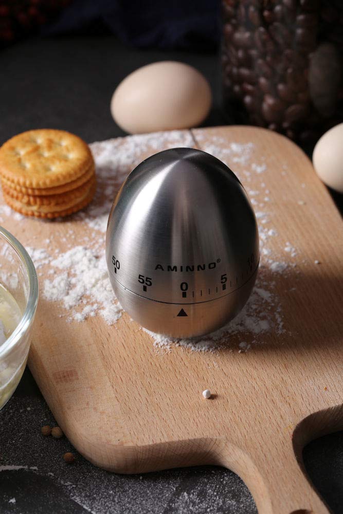 Mechanical Egg Kitchen Timer – 60 Min | No Battery | Stainless Steel