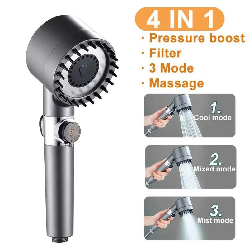 High Pressure 3-Mode Shower Head – Hair Dryer Design with Filter & Massage