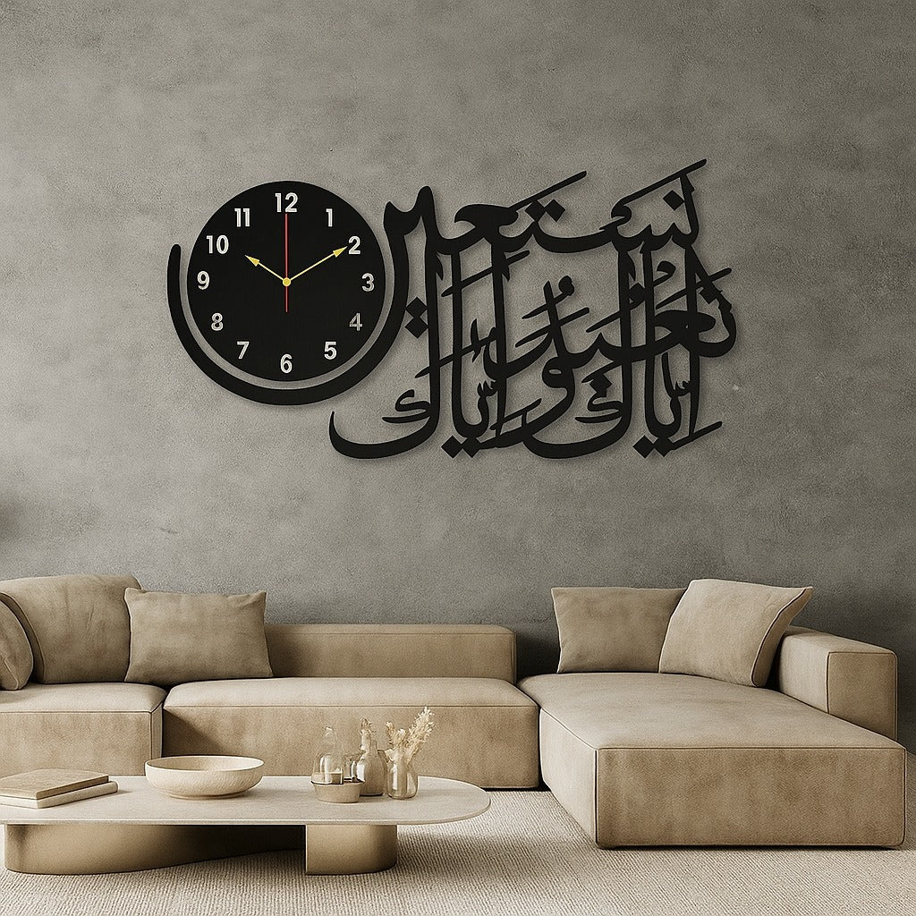 🔹 Elegant Wooden Islamic 3D Calligraphy Wall Clock – Premium Arabic Design Wall Art for Home, Mosque & Office Décor