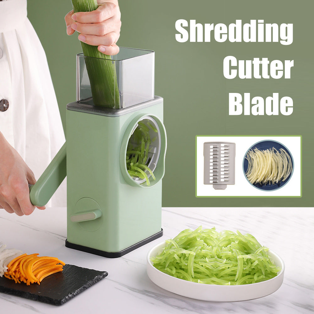 Stainless Steel Rotary Vegetable Cutter – 3-in-1 Hand Crank Slicer & Shredder
