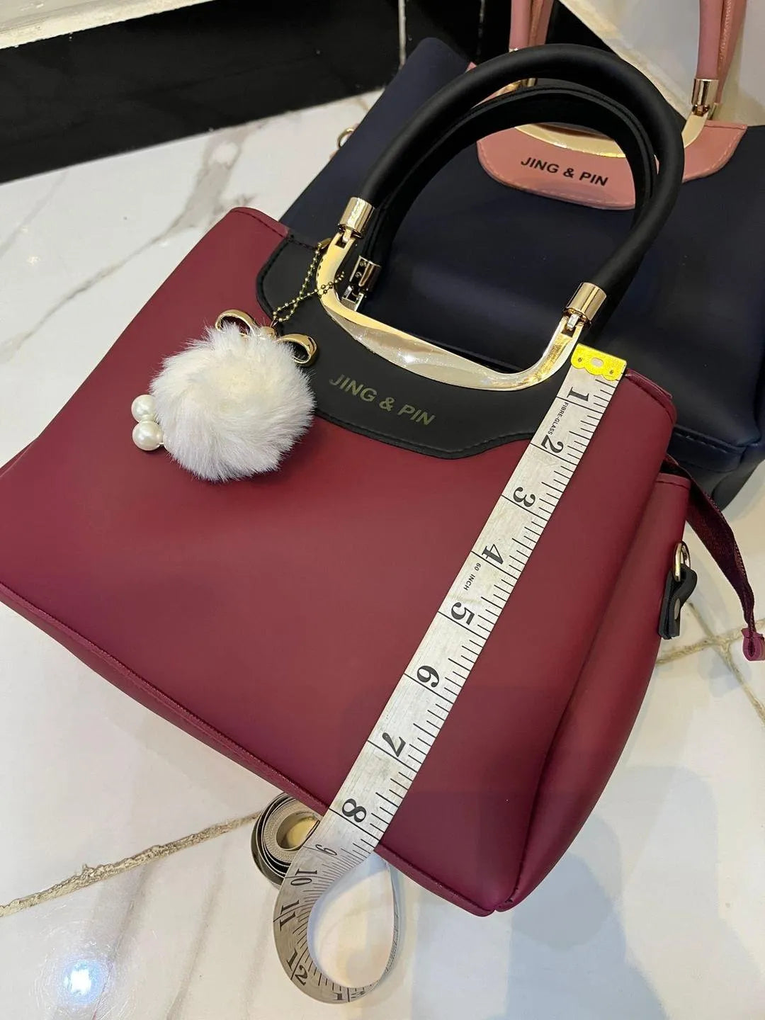 women,s Hand Bag Set - 2 Pcs Rexine, Plain Design