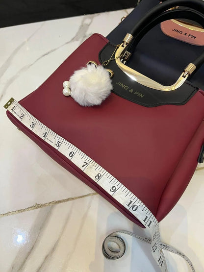 women,s Hand Bag Set - 2 Pcs Rexine, Plain Design