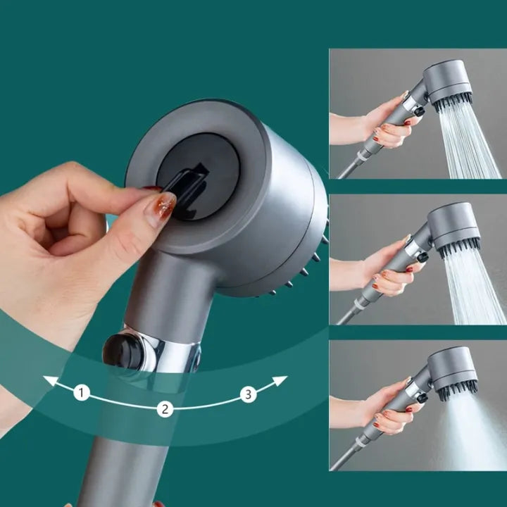 High Pressure 3-Mode Shower Head – Hair Dryer Design with Filter & Massage