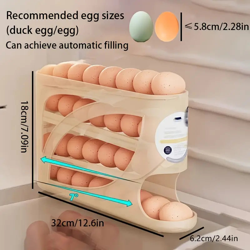 Rolling Egg Dispenser Rack – Auto-Roll 3-Tier Egg Storage Organizer