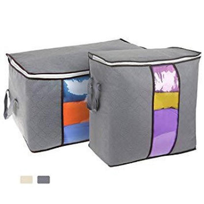 Pack of 10 Portable Bamboo Clothes Blanket Large Folding Bag Storage Box Organizer...