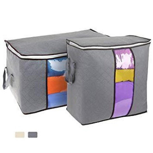 Pack of 10 Portable Bamboo Clothes Blanket Large Folding Bag Storage Box Organizer...