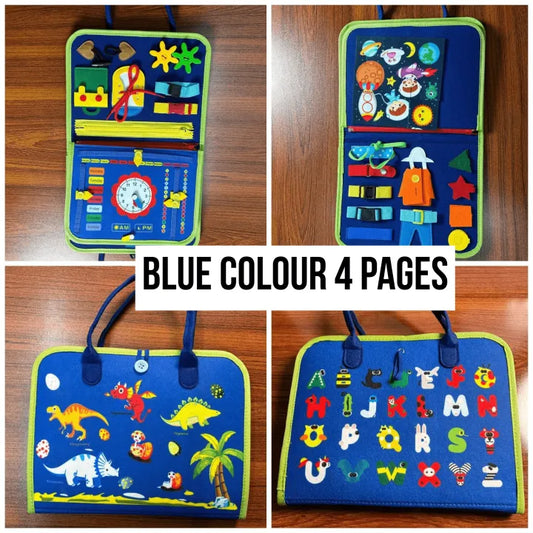 Reusable Montessori Busy Book for Toddlers – 4-Pages Educational Learning Toy with Stickers & Flashcards | Quiet Travel Activity Board for Kids Age 3+ | Early Skills & Motor Development