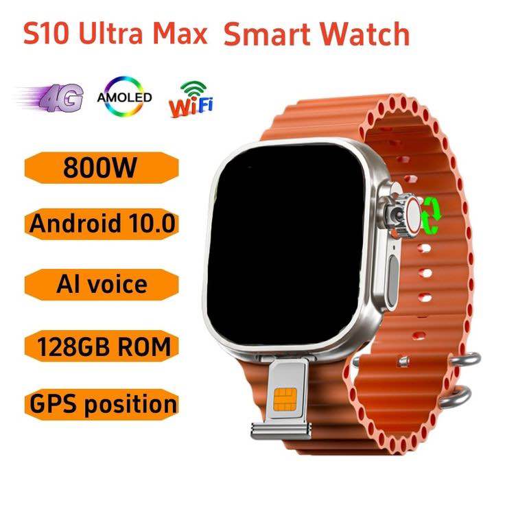 S10 ultra call 2 2025 new arrival [4G LTE SIM] S8 Ultra Android 4gB+64GB Play Store GPS WiFi Bluetooth Health Monitoring Phone Call Smart Android Watch