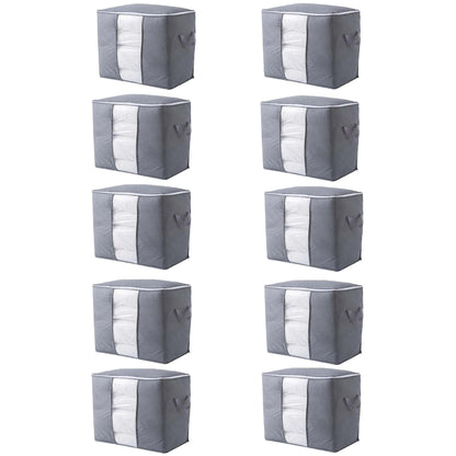 Pack of 10 Portable Bamboo Clothes Blanket Large Folding Bag Storage Box Organizer...