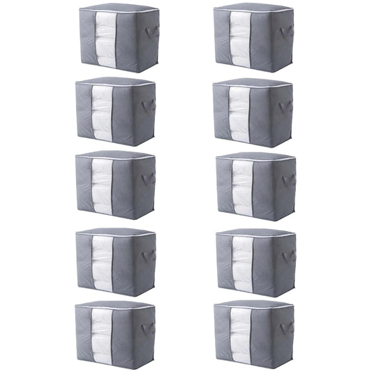 Pack of 10 Portable Bamboo Clothes Blanket Large Folding Bag Storage Box Organizer...