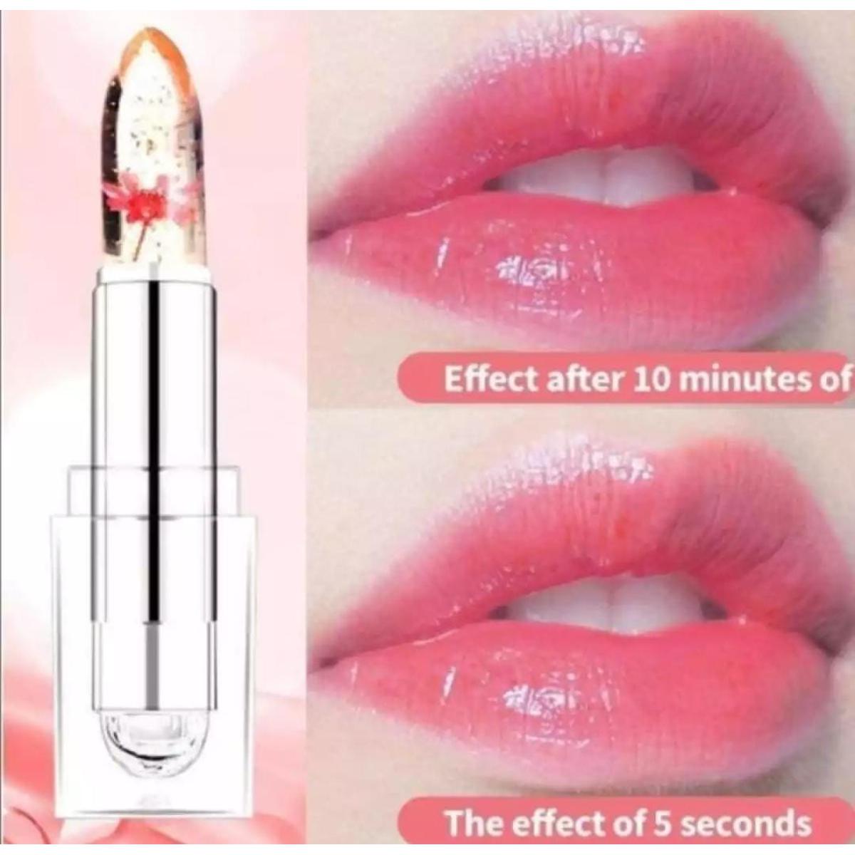 High Quality Transparent Color Changing Flower Jelly Lipstick
