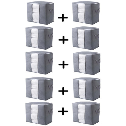 Pack of 10 Portable Bamboo Clothes Blanket Large Folding Bag Storage Box Organizer...