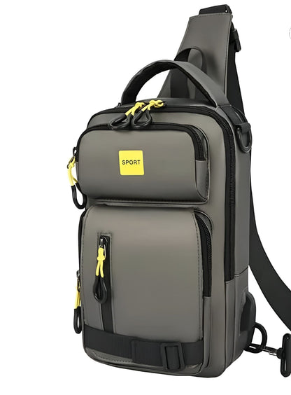 Stylish Waterproof Crossbody Chest Bag for Men with USB Charging Port | Travel & Casual Shoulder Sling Bag