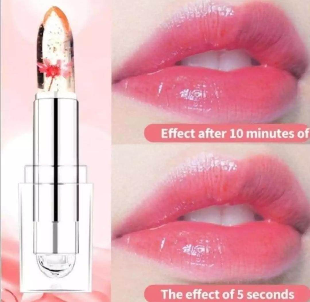 High Quality Transparent Color Changing Flower Jelly Lipstick