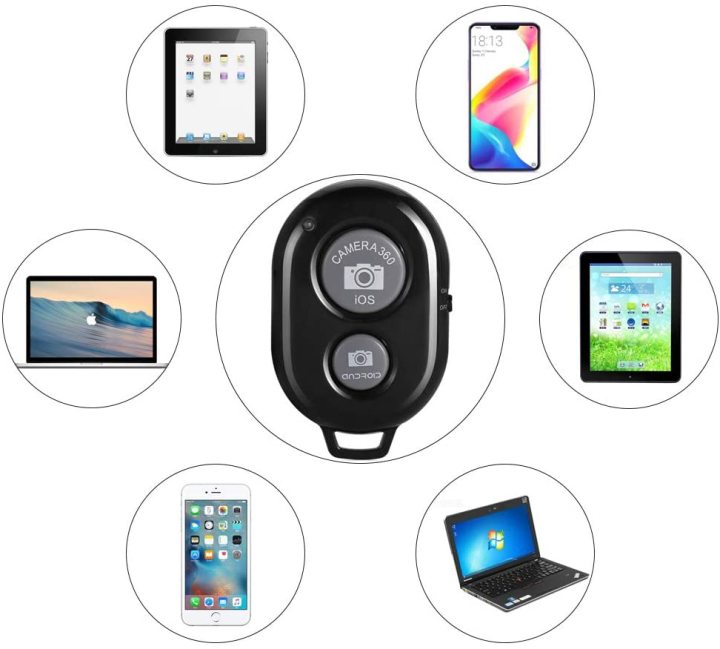 Bluetooth Shutter Camera Remote Control for iOS and Android Phones, Self-Timer, Long Distance Up to 10m
