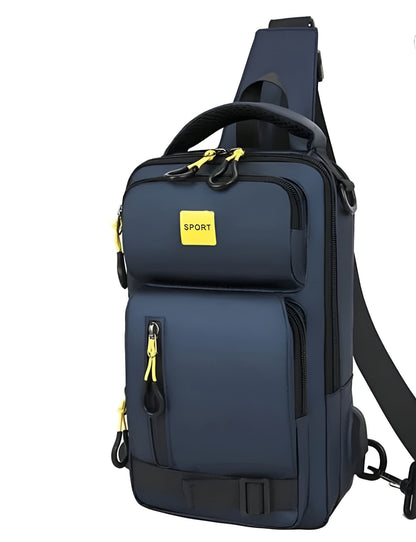 Stylish Waterproof Crossbody Chest Bag for Men with USB Charging Port | Travel & Casual Shoulder Sling Bag