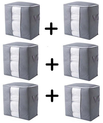 Pack of 10 Portable Bamboo Clothes Blanket Large Folding Bag Storage Box Organizer...