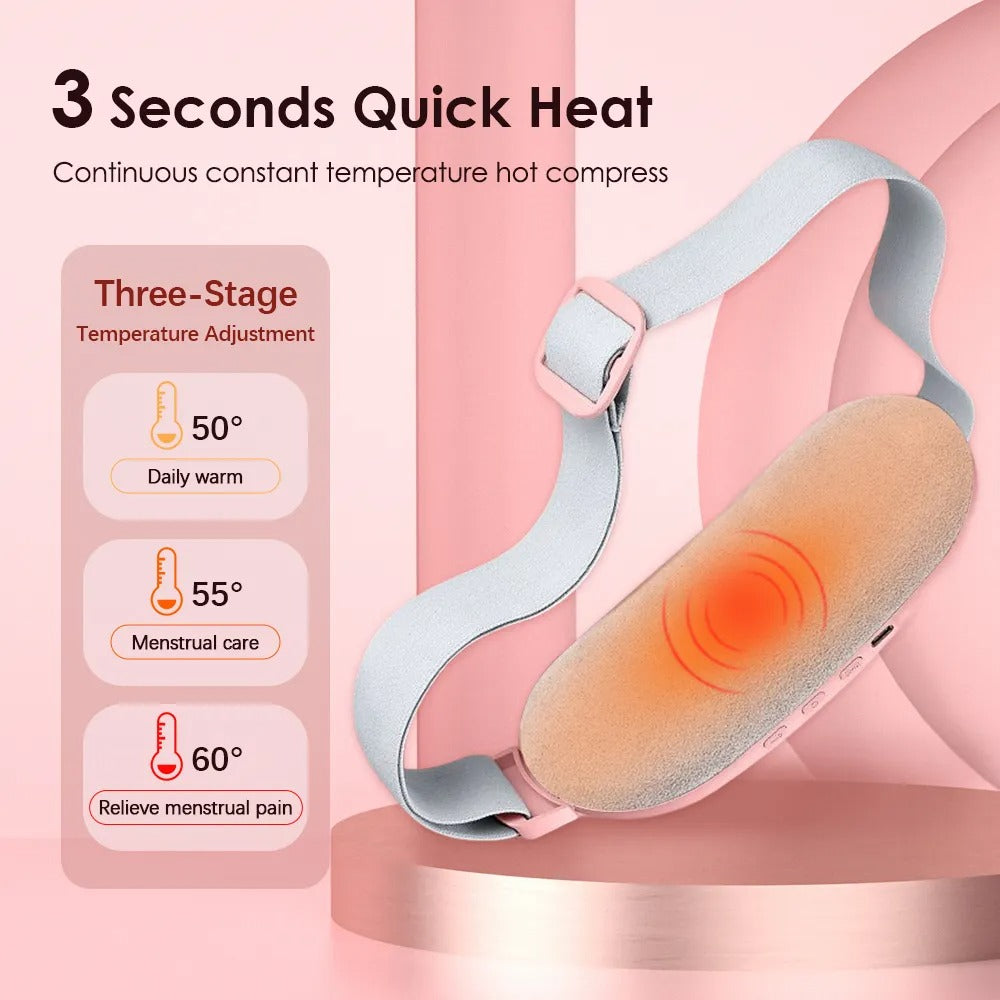 Period Cramp Relief Belt - Portable Electric Menstrual Heating Pad with Massager | Heated Waist Belt for Fast Menstrual Cramp Relief | 3 Heat Levels & 4 Massage Modes | Rechargeable & Adjustable for Women & Girls