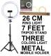 26CM/ 36CM/45CM Ring Light with Mobile Holder and 7ft Tripod Stand RingLight with 7 Feet Stand Three Colours Makeup LED RingLight with Tripod Stand Dimmable Selfie RingLight with USB for Videography and Photography