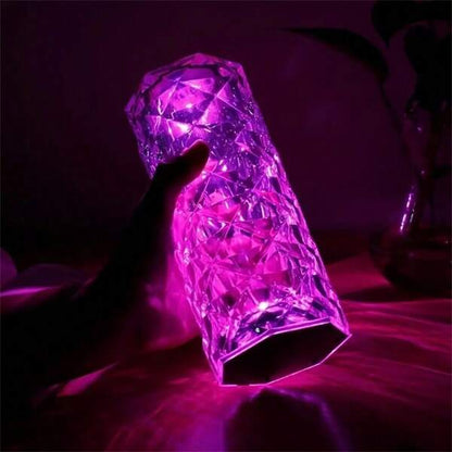 16 Colors Diamond Rose Crystal Touch Lamp Bedside Acrylic Usb Rechargeable Table Lamp - With Remote