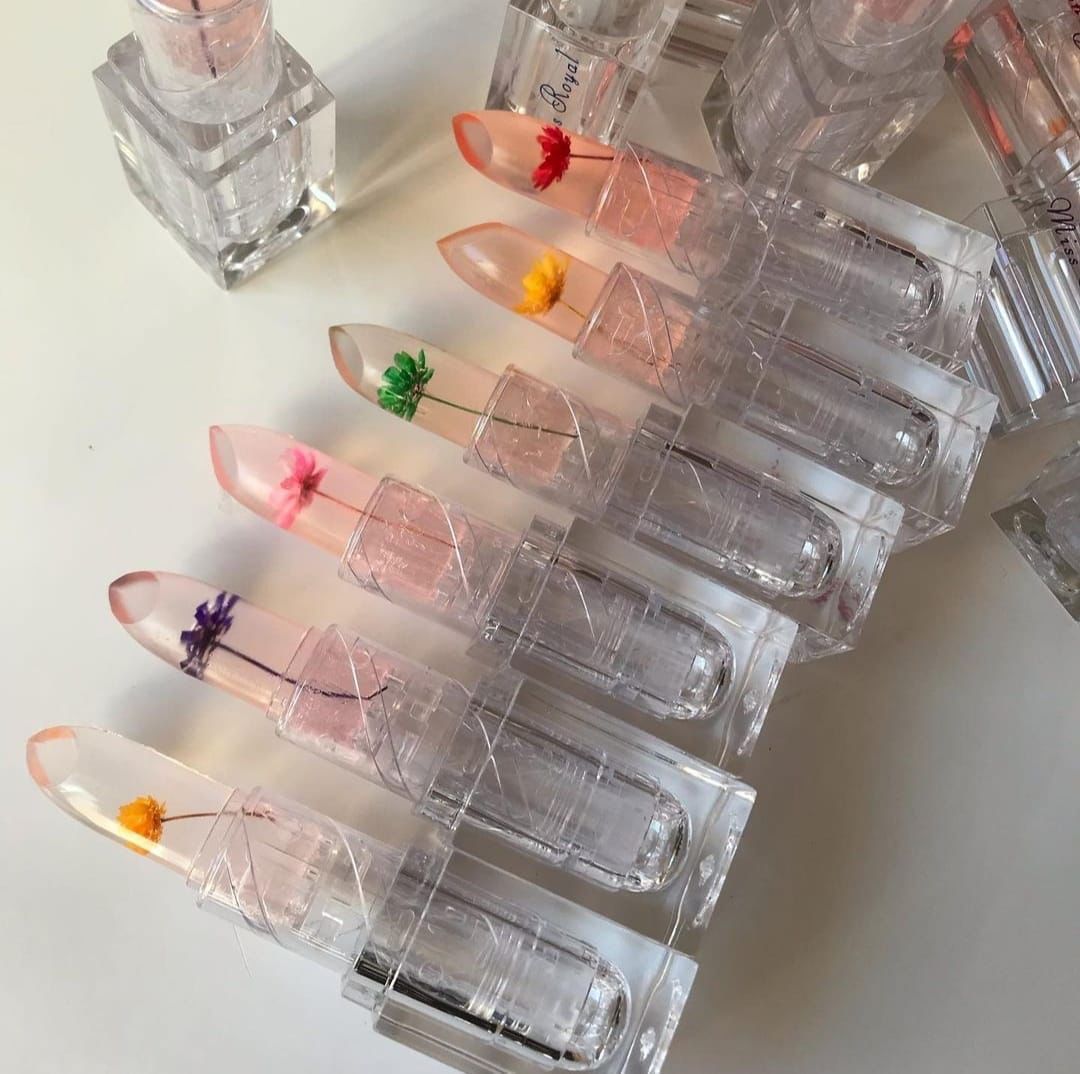 High Quality Transparent Color Changing Flower Jelly Lipstick