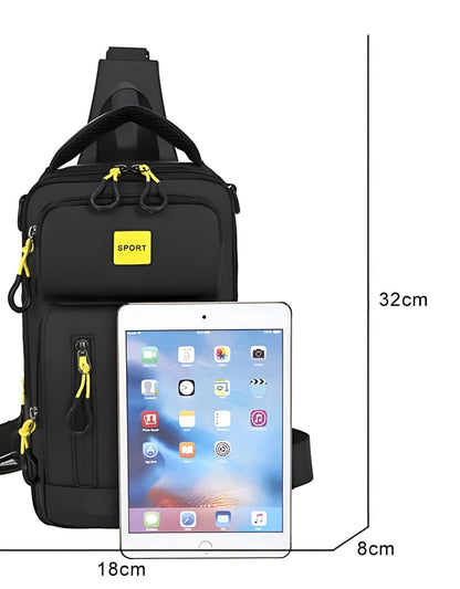 Stylish Waterproof Crossbody Chest Bag for Men with USB Charging Port | Travel & Casual Shoulder Sling Bag