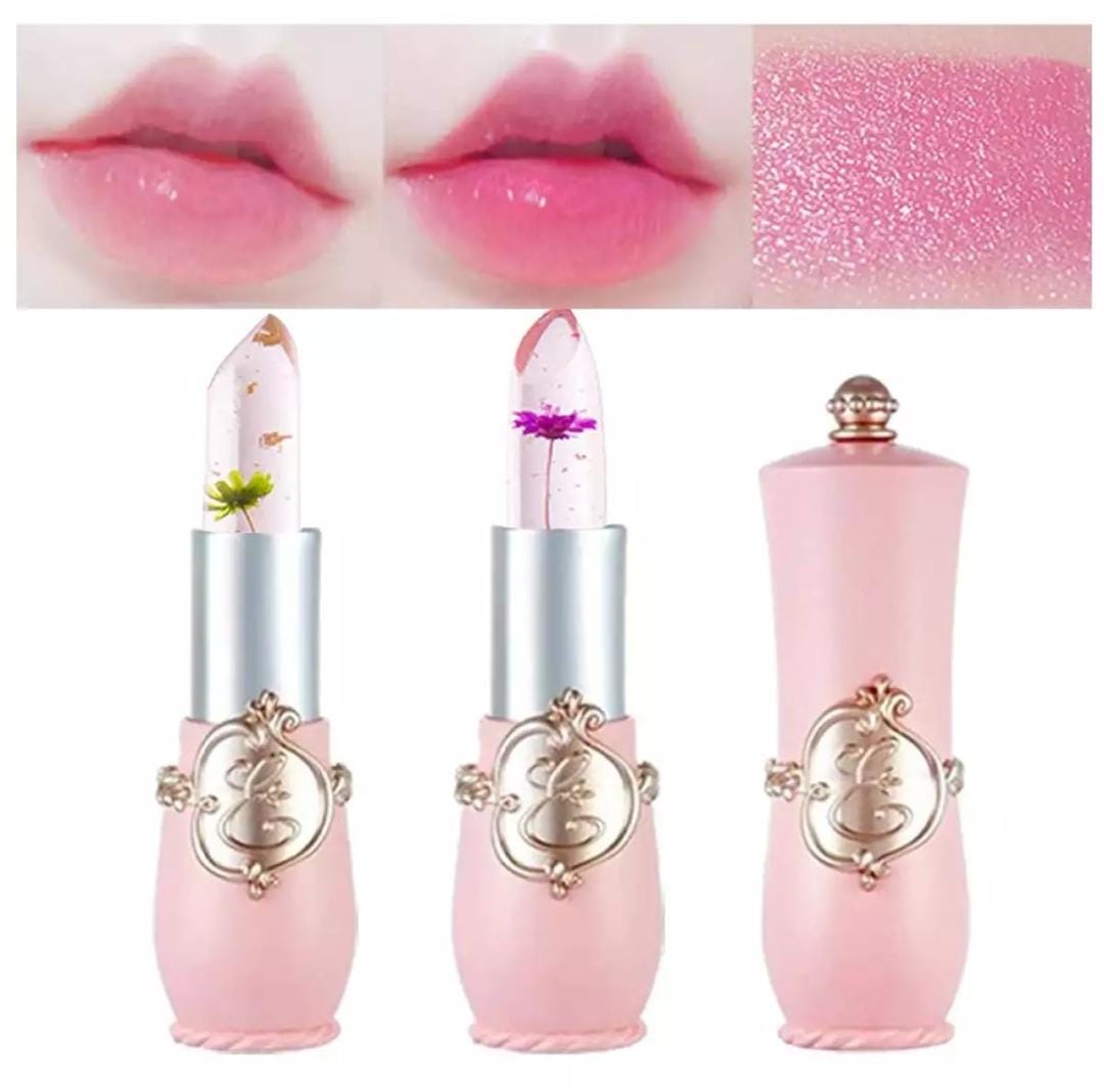 High Quality Transparent Color Changing Flower Jelly Lipstick