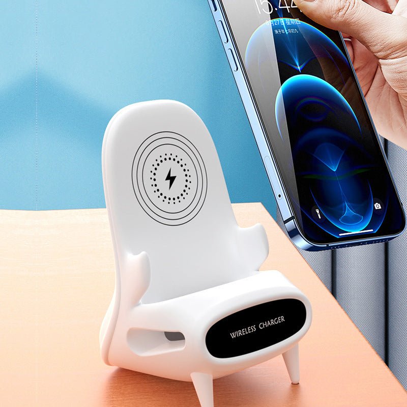 Mini Chair Wireless Charger – 15W Fast Charge Phone Holder Stand for iPhone & Android