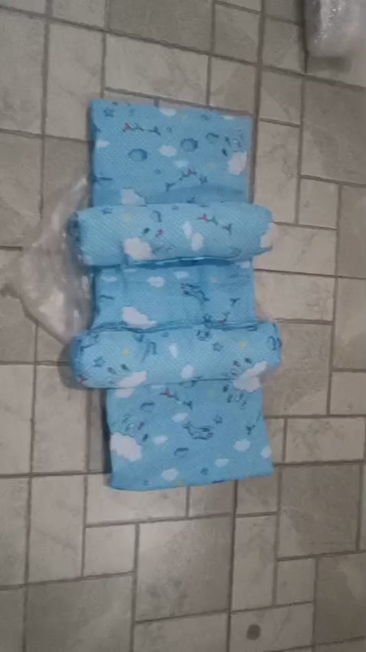 Baby Sleeping Bed Set With Pillow And Side Cushions – Soft Cotton Fabric, Comfortable And Breathable Mattress For Newborns And Infants (Random Color)