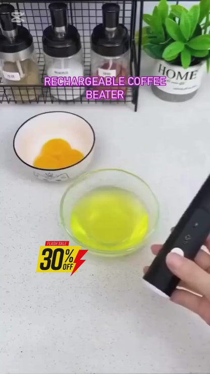 Electric Coffee & Egg Beater | USB Rechargeable | 2‑in‑1 Handheld Mixer | Adjustable Speed Frother & Milk Foamer