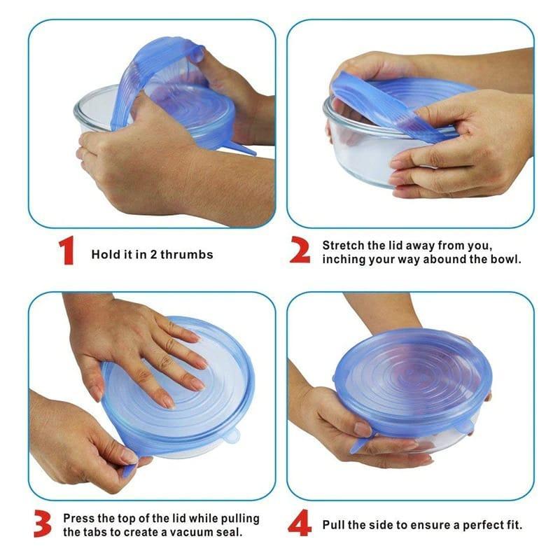 6pcs/set Silicone Food Covers, Lid Spill Stopper Universal Silicone Suction Lid-bowl Pan. Kitchen Pan Lids Cover Stopper Tools