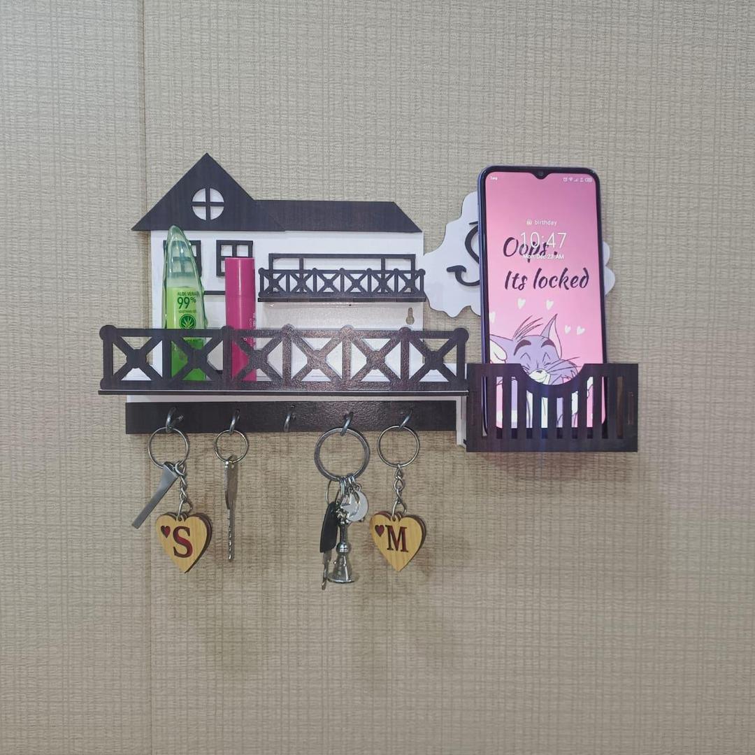 Sweet Home Wooden Key And Mobile Holder
