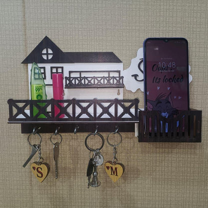 Sweet Home Wooden Key And Mobile Holder