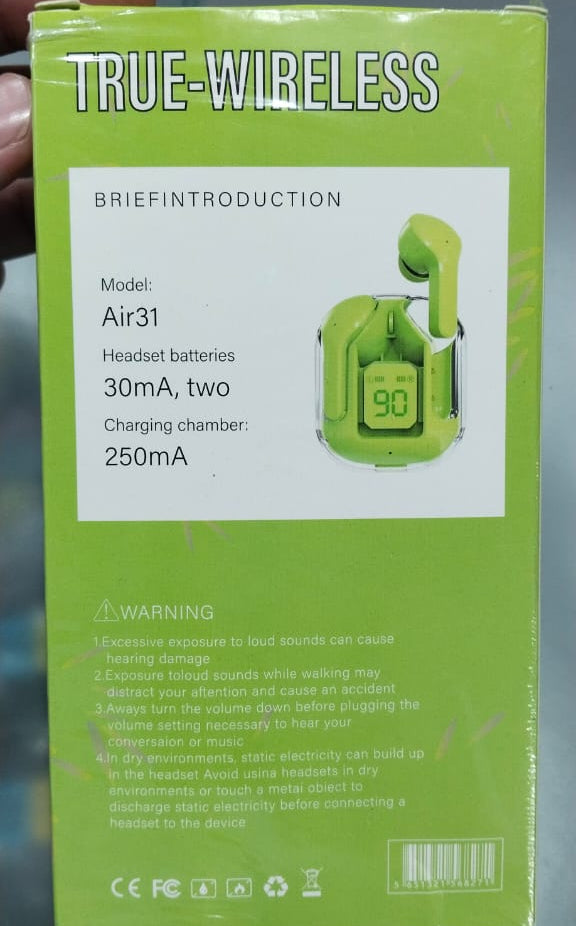 Airpro & Air 31 TWS I12 Airpods_ with Super Sound & High Quality Touch Sensors True Stereo Headphones with Built in Mic 10m Transmission Bluetooth Wireless Earbuds , power Case Sport Headset for all Bluetooth Smart devices.