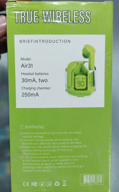 Airpro & Air 31 TWS I12 Airpods_ with Super Sound & High Quality Touch Sensors True Stereo Headphones with Built in Mic 10m Transmission Bluetooth Wireless Earbuds , power Case Sport Headset for all Bluetooth Smart devices.